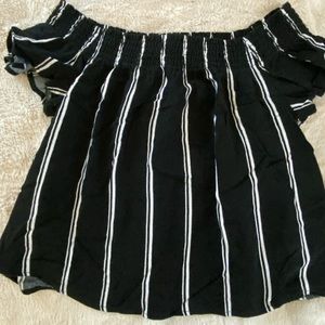 Off the shoulder striped shirt